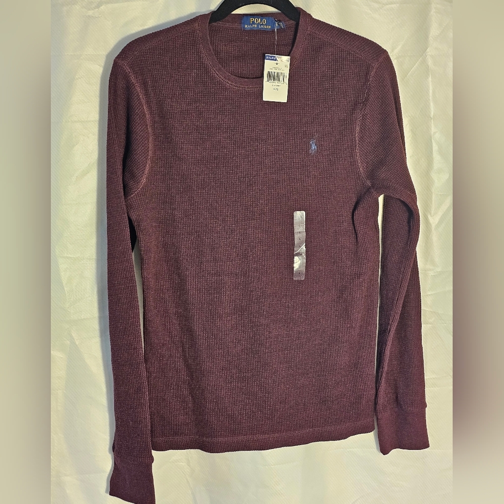 NWT- Ralph Lauren Wine Long Sleeve Sweater/waffle - Size Large